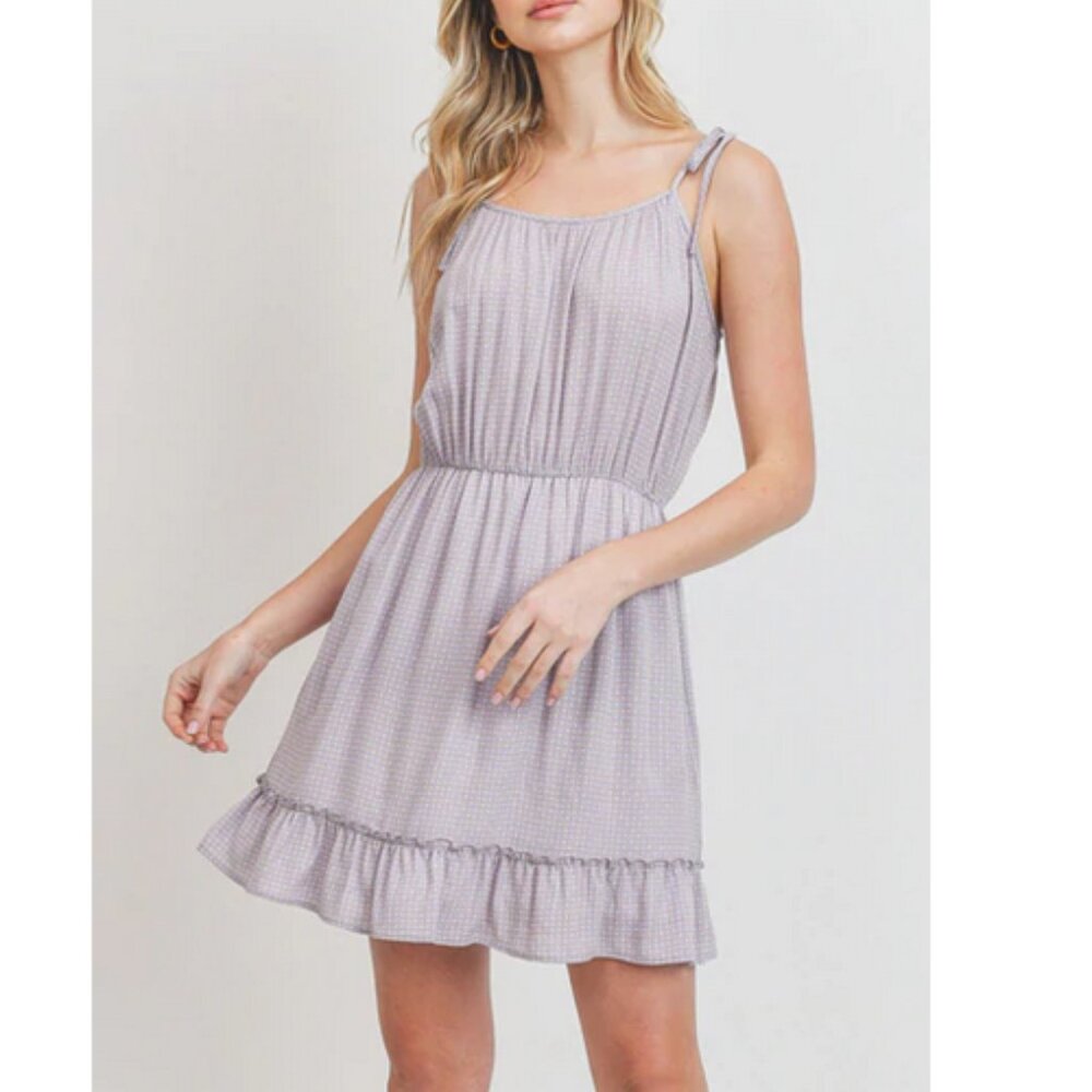 Lazy Sundays Lavender Ruffle Fit & Flare Tie Shoulder Mini Dress Size Medium